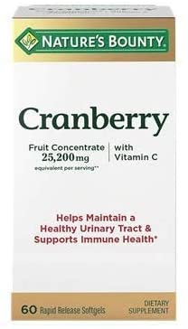 Nature's Bounty Triple Strength Cranberry 25,200mg with Vitamin C, Pack of 2 - 120 Softgels