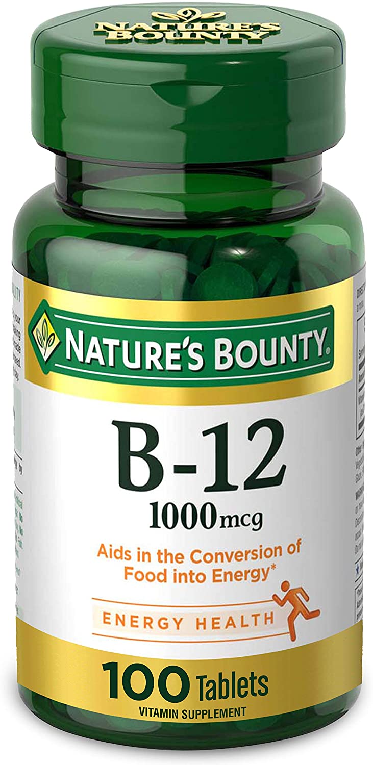 Nature's Bounty, Vitamin B12 Supplement, Supports Energy Metabolism and Nervous System Health, 1000mcg - 100 Tablets