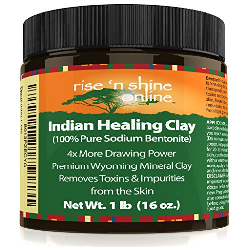 New Version 2 Indian Healing The Original 100% Natural Calcium Bentonite Clay Deep Pore Cleansing Facial & Body Mask - 1 lbs (453g)