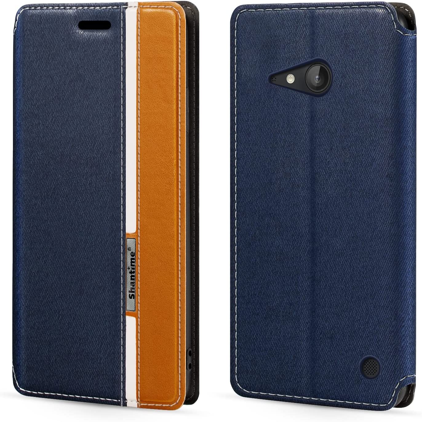 Nokia Lumia 730 Case, Fashion Multicolor Magnetic Closure Leather Flip Case Cover with Card Holder for Nokia Lumia 735 - Blue