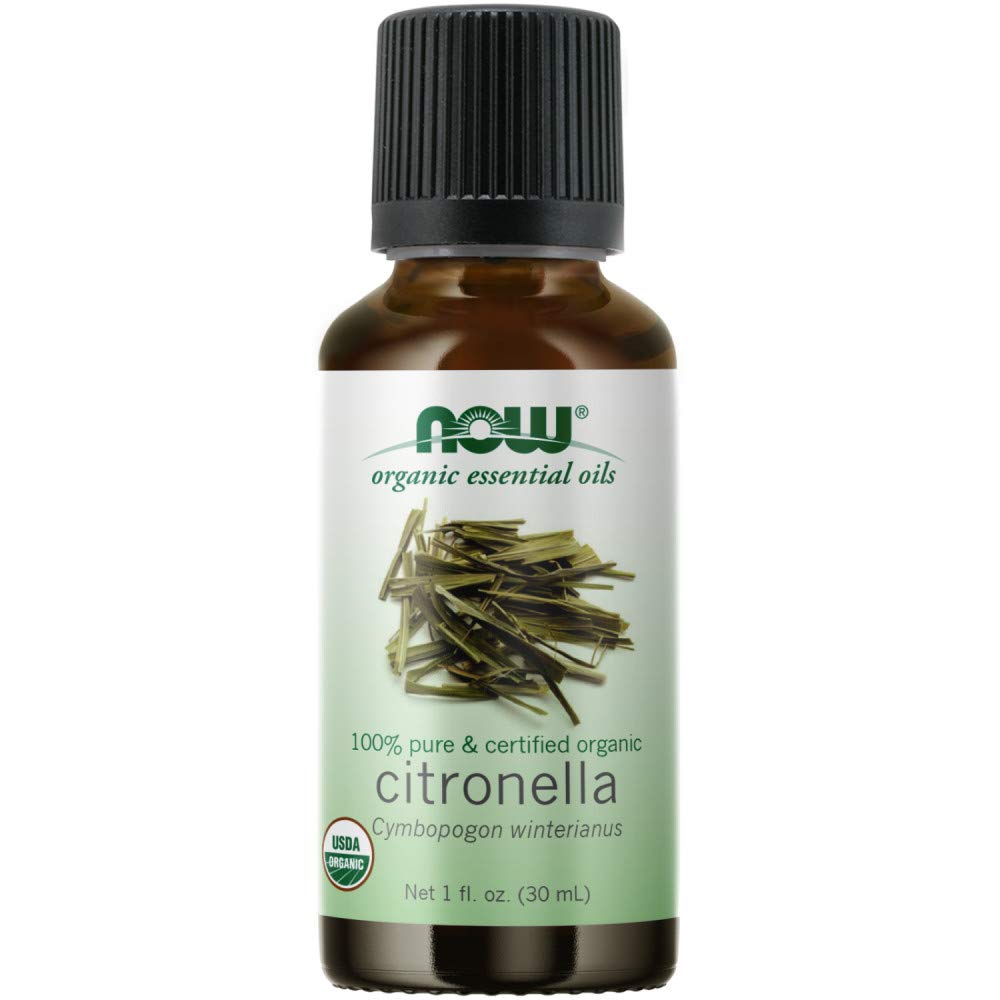 NOW Essential Oils, Organic Citronella Oil, Purifying Aromatherapy Scent, 100% Pure, Steam Distilled, Vegan, Child Resistant Cap, 1-Ounce