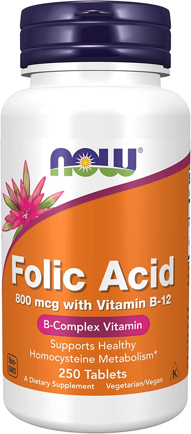 NOW Foods Folic Acid 800mcg, 250 Tablets