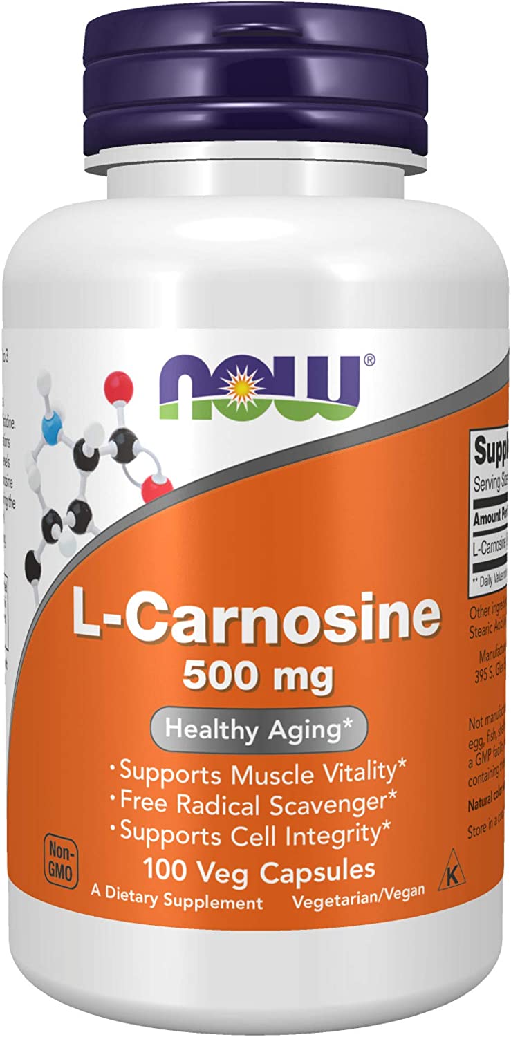 NOW Foods L-carnosine 500mg, 100 Vegetarian Capsules