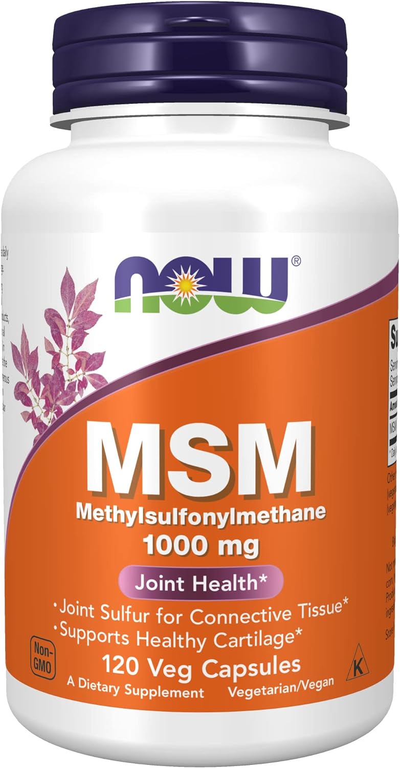 NOW Foods MSM (Methylsulfonylmethane) 1,000 mg - Joint Health Support, 120 Veg Capsules