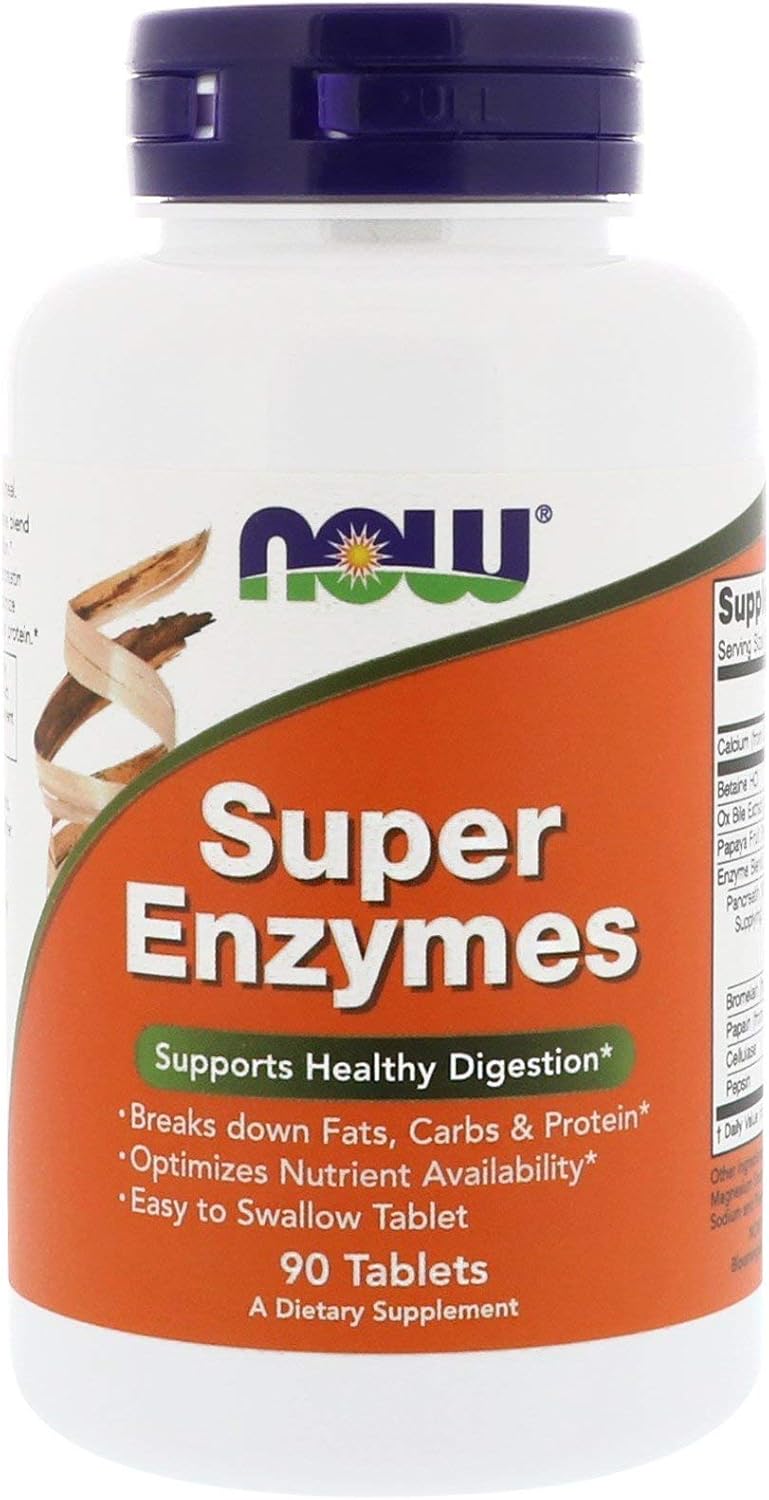 NOW Foods Super Enzymes with Bromelain & Ox Bile | 90 Tablets | Advanced Digestive Support for Heavy Meals