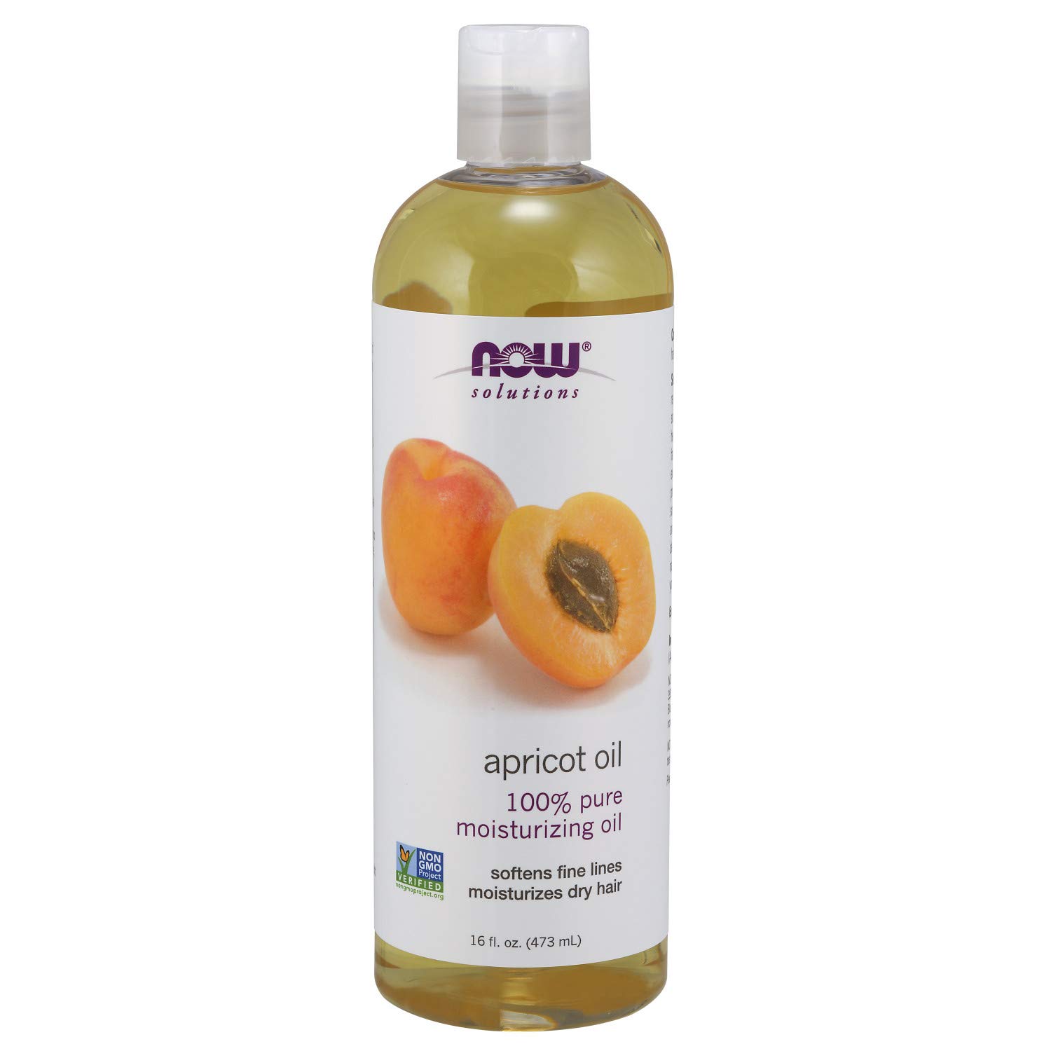 NOW Solutions, 100% Pure Apricot Kernel Oil for Hair Moisturizer, Rejuvenating Skin Oil - 16 Fl.Oz (473ml)