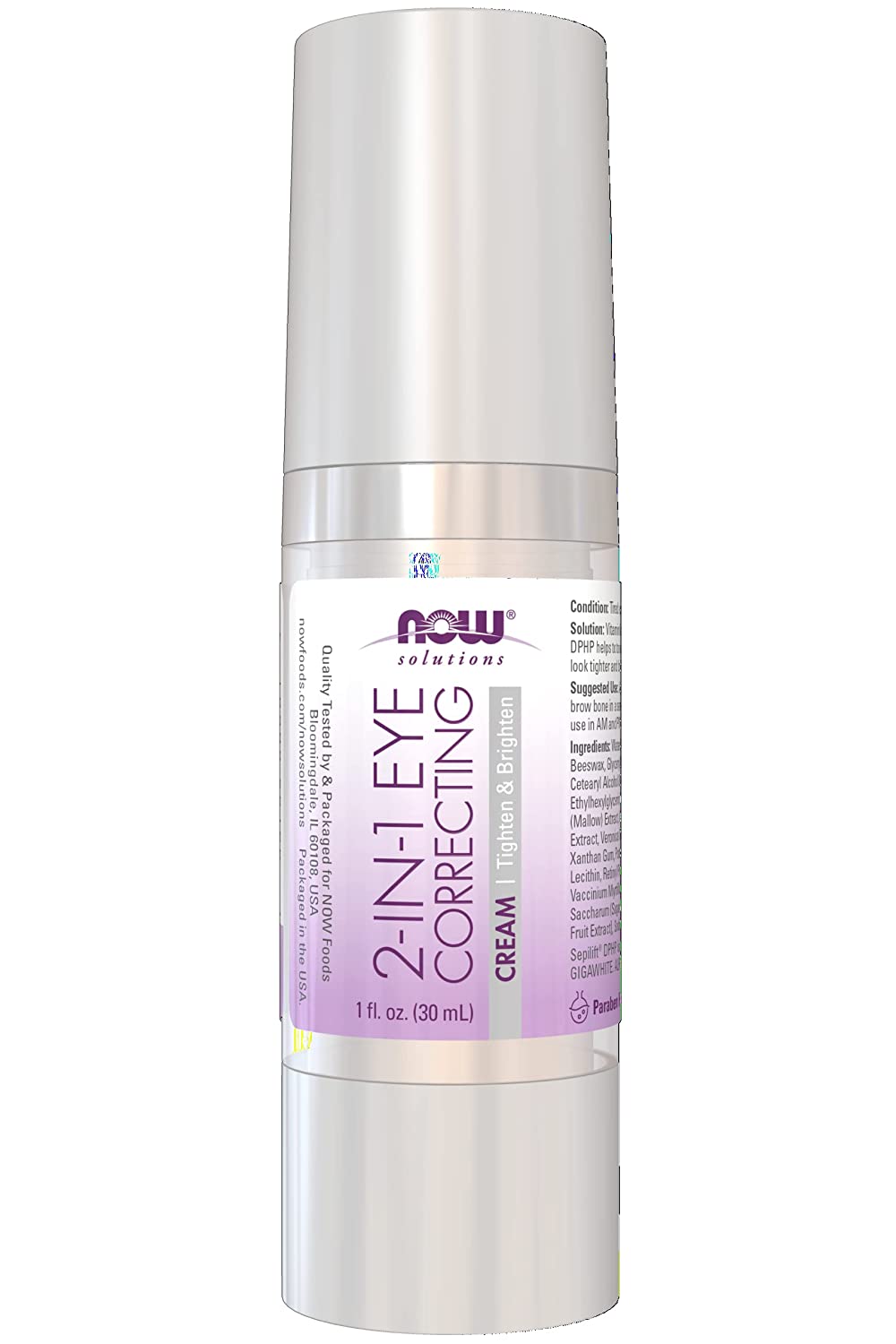 NOW Solutions, Eye Cream, 2 in 1 Correcting to Tighten and Brighten the Eye Area - 1.0 Ounce