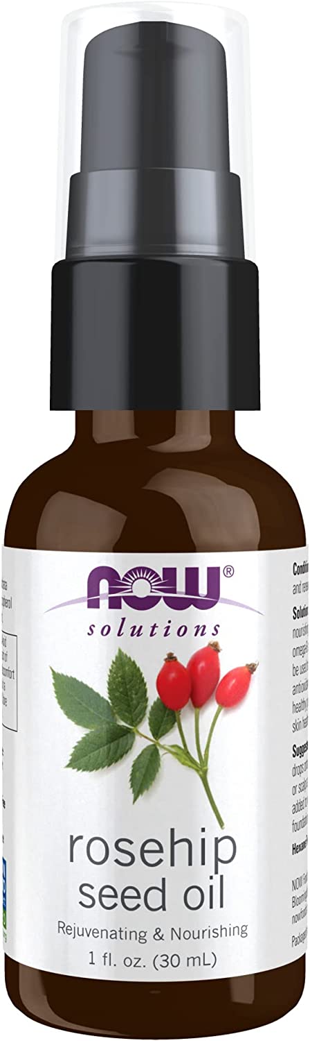 NOW Solutions, Rose Hip Seed Oil, 100% Pure, Nourishing and Renewing for Facial Care - 1.0 Fl.Oz (30ml)