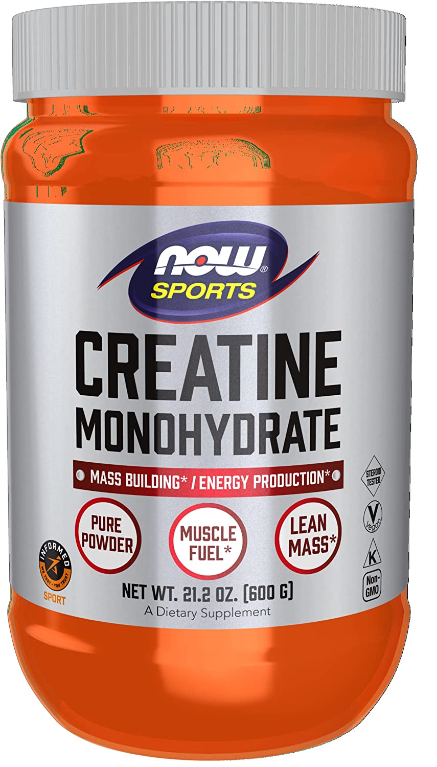 NOW Sports Nutrition, Creatine Monohydrate Powder for Mass Building & Energy Production - 21.2 Oz (600g)