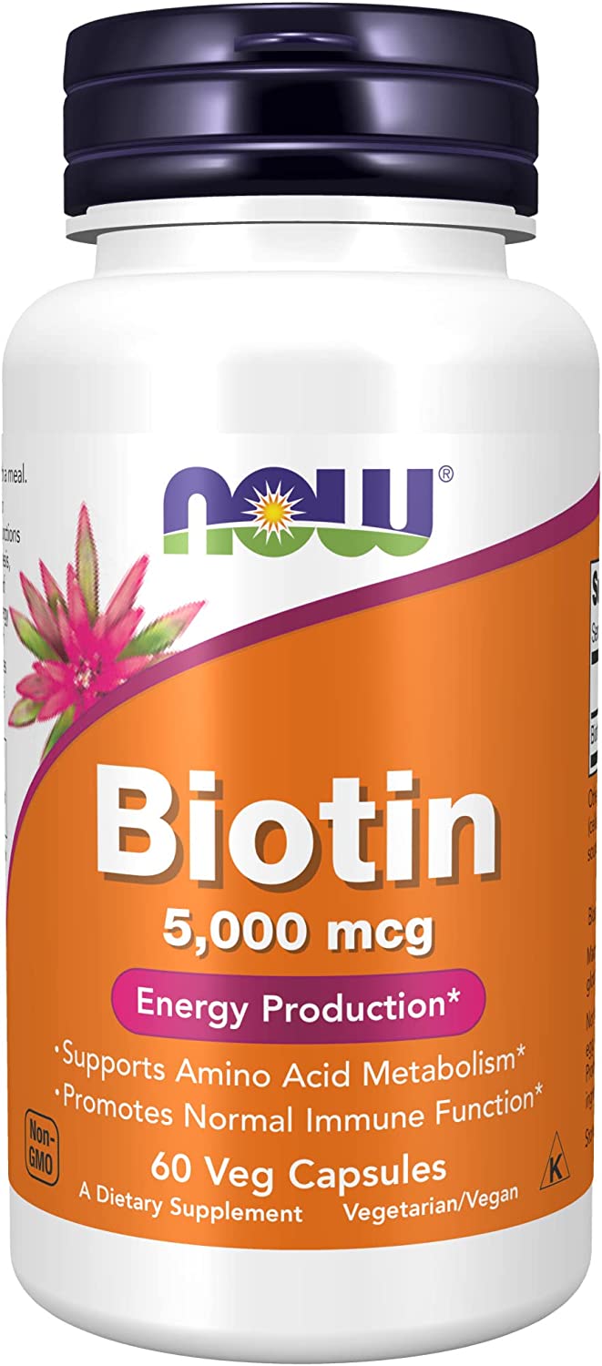 NOW Supplements, Biotin 5,000 mcg Energy Production - 60 Veg Capsules