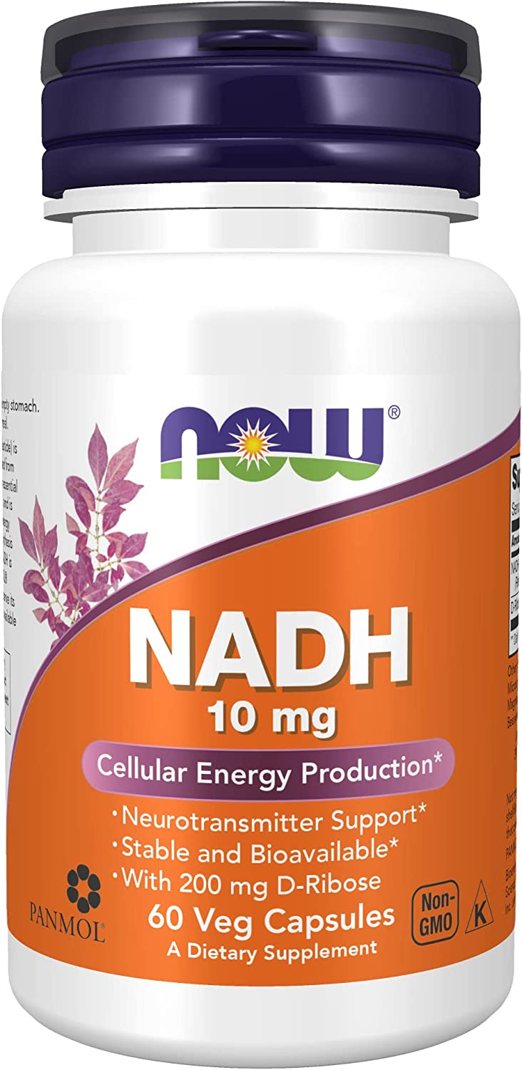 NOW Supplements, NADH (Reduced Nicotinamide Adenine Dinucleotide) 10 mg with 200 mg D-Ribose, 60 Veg Capsules