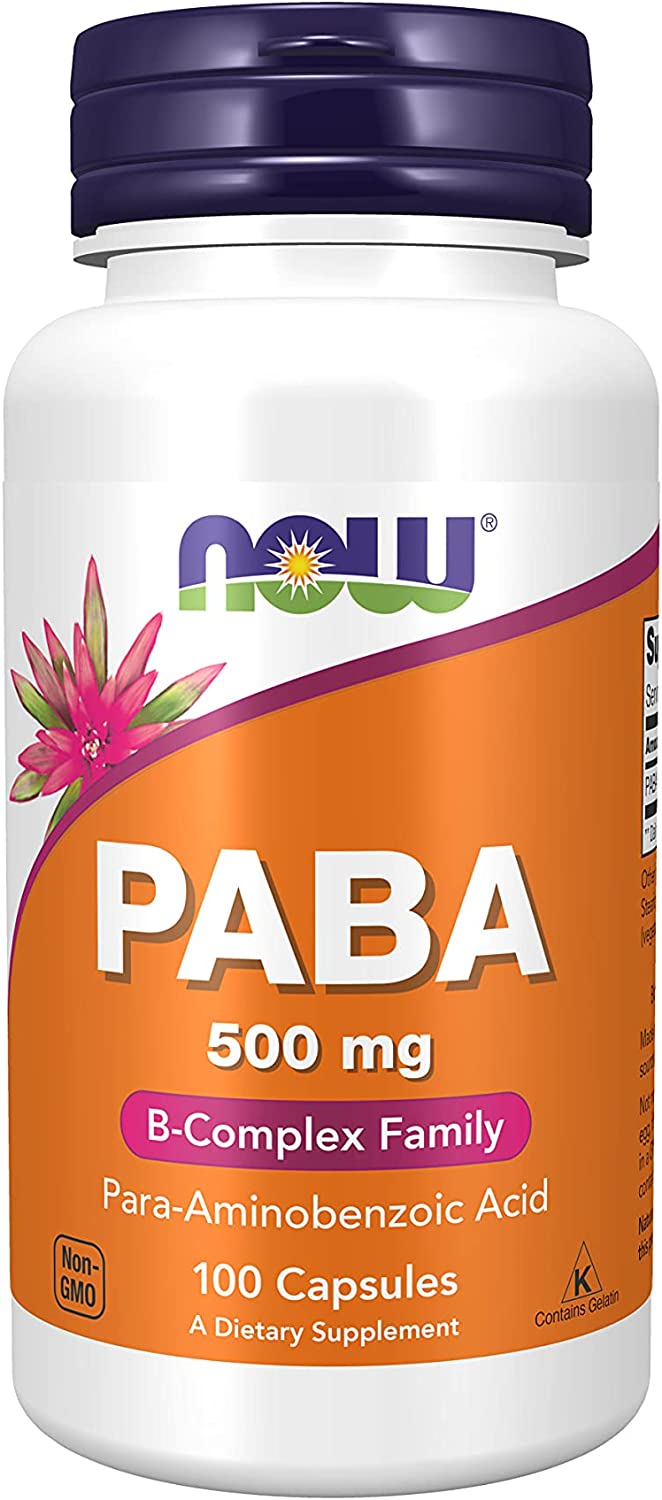 NOW PABA (Para-Aminobenzoic Acid) 500 mg — B-Complex Support, 100 Veg Capsules (Now Foods)