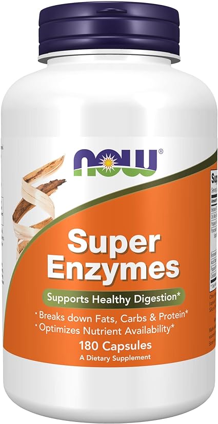 NOW Supplements, Super Enzymes, Formulated with Bromelain, Ox Bile, Pancreatin and Papain, Super Enzymes,180 Capsules