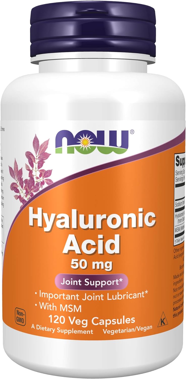 NOW Foods Hyaluronic Acid 50mg + MSM (120 Veg Capsules) (For Joint Comfort & Everyday Mobility)
