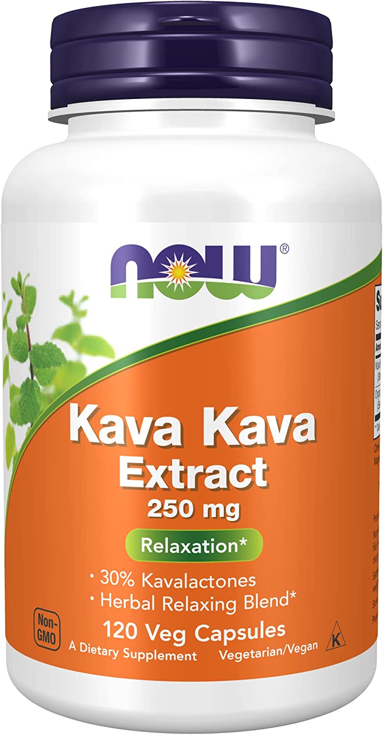 NOW Supplements, Kava Kava Extract 250 mg, 30% Kavalactones, Herbal Relaxation Blend - 120 Vcaps