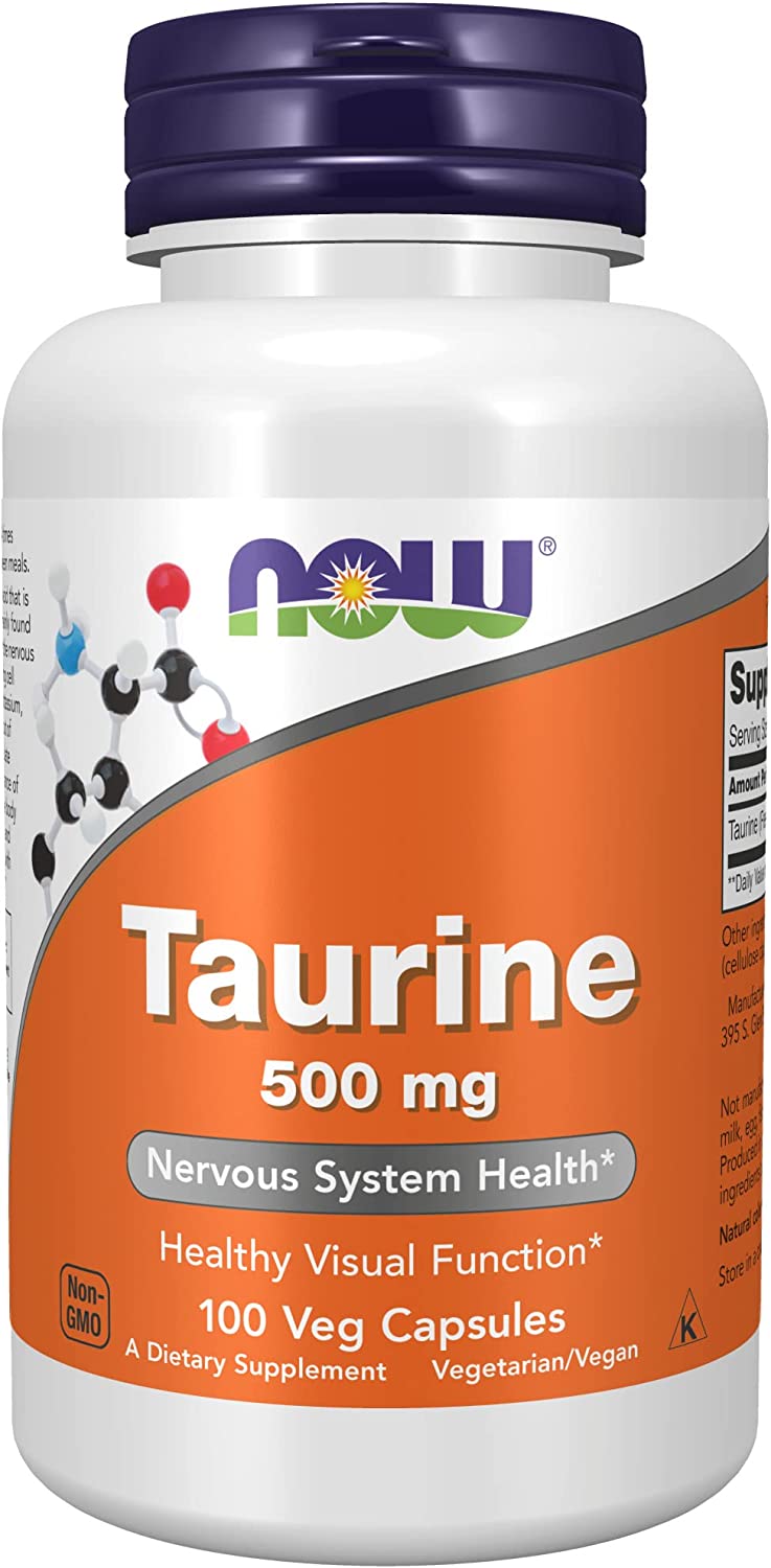 NOW Supplements, Taurine 500 mg, Nervous System Health*, Amino Acid -100 VCaps