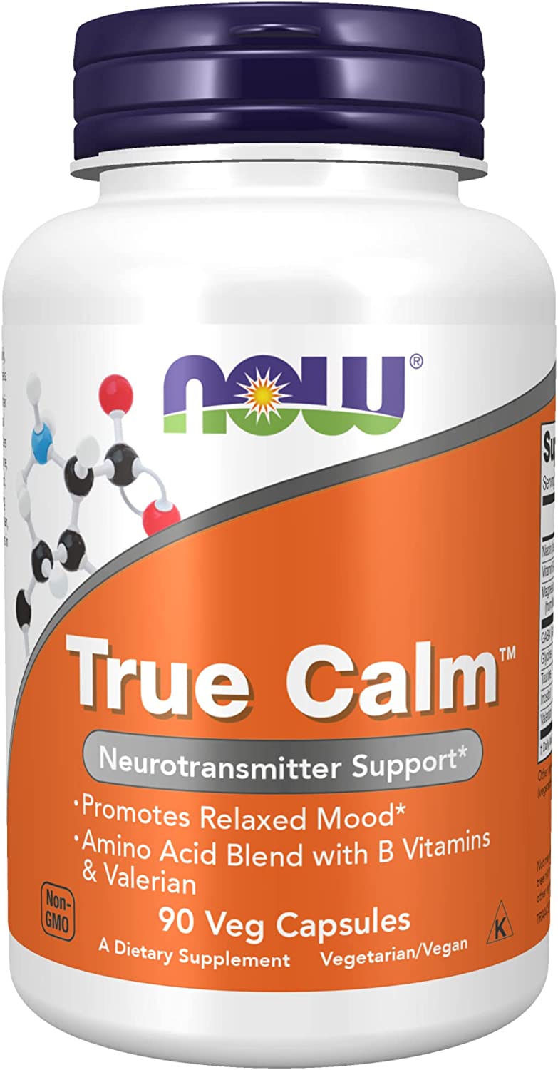 NOW Supplements, True Calm™, Amino Acid blend with B Vitamins & Valerian  -  90 Veg Capsules
