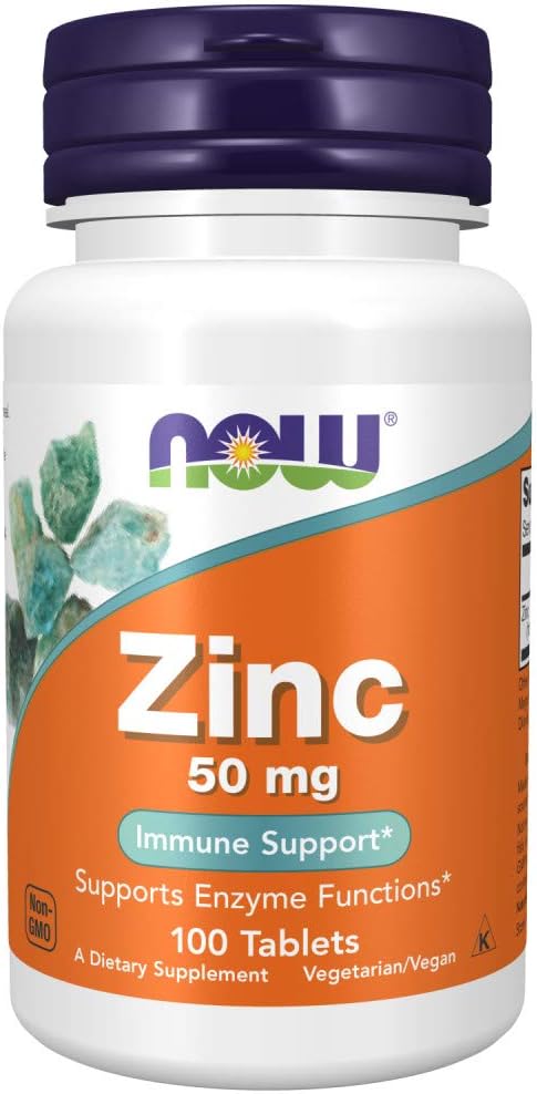 NOW Supplements Zinc Gluconate 50mg – Immune Support Tablets (100 Count)