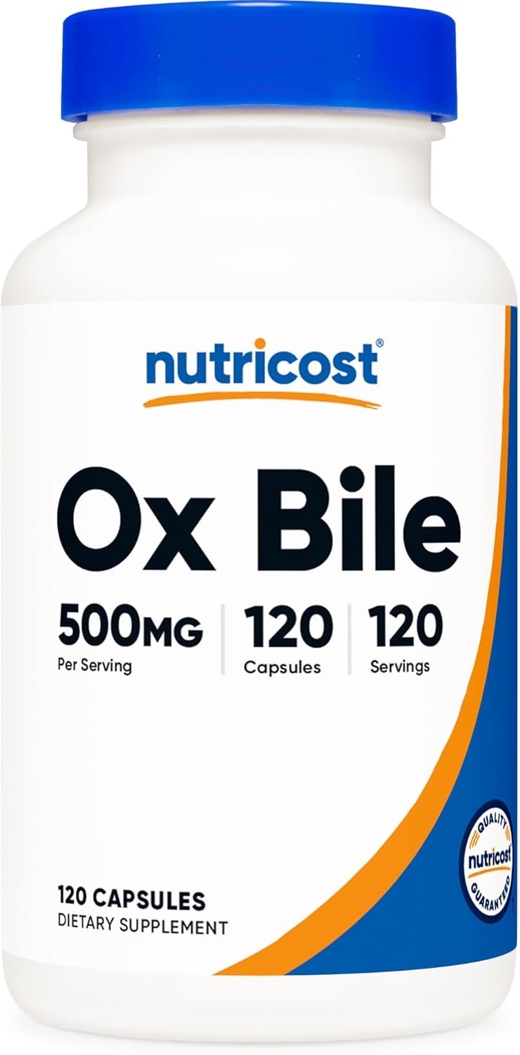 Nutricost Ox Bile Capsules 500mg - 120 Capsules Gluten Free & Non-GMO Dietary Supplement for Digestive Support