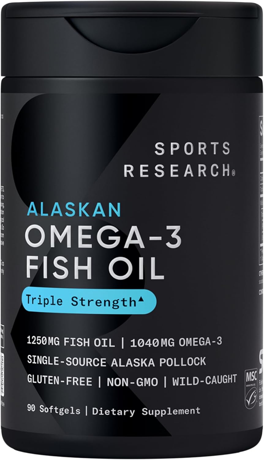 Omega-3 Wild Alaskan Fish Oil (1250mg per Capsule) with Triglyceride EPA & DHA | Heart, Brain & Joint Support | IFOS 5 Star Certified, Non-GMO & Gluten Free - 90 day Supply!