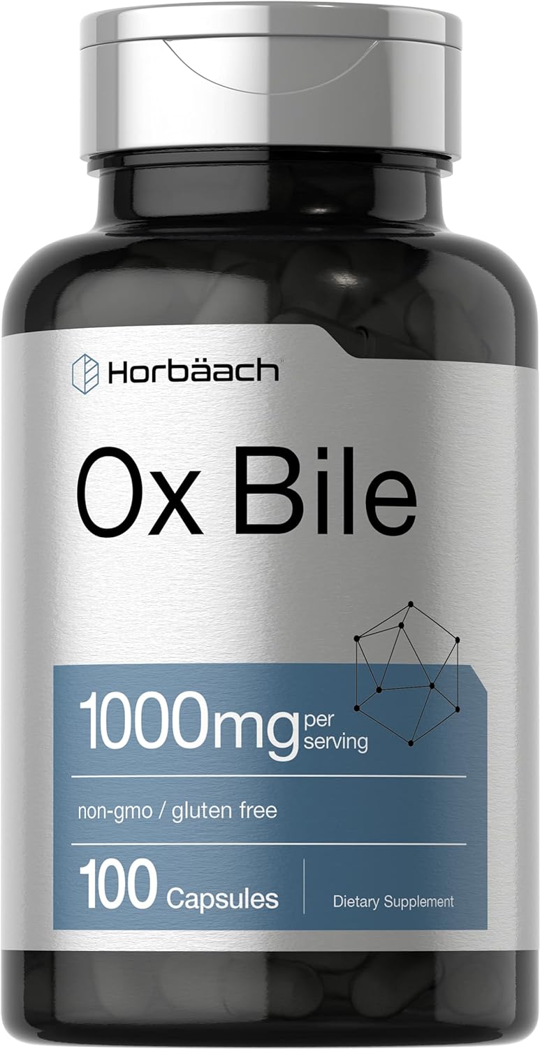 Ox Bile 1000 mg, Digestive Enzymes Ox Bile Supplement 100 Capsules