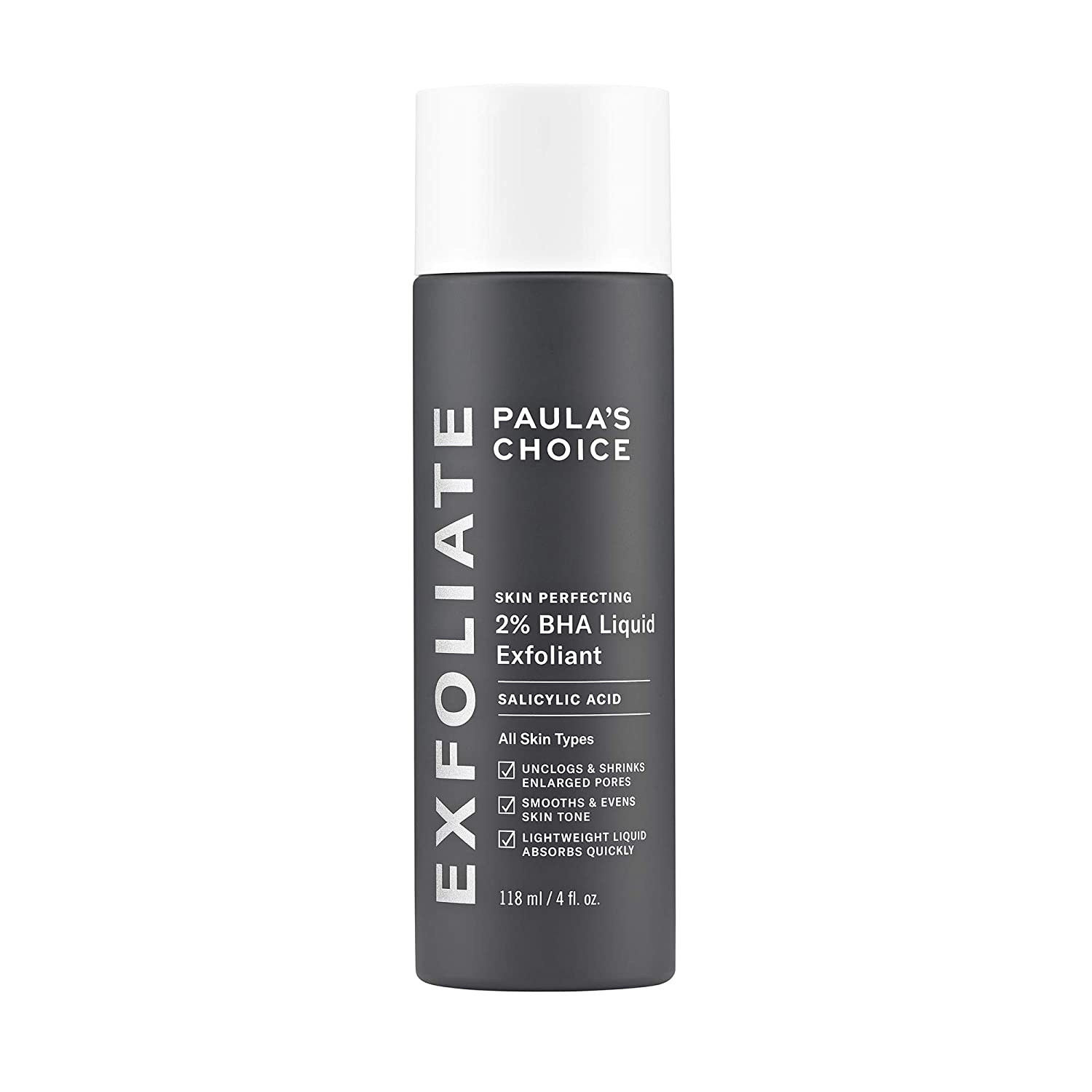 Paula s Choice 2% Skin Perfecting BHA Liquid Salicylic Acid Exfoliant, Facial Exfoliant for Blackheads, Enlarged Pores, Wrinkles & Fine Lines - 4.0 Fl.Oz (118ml)