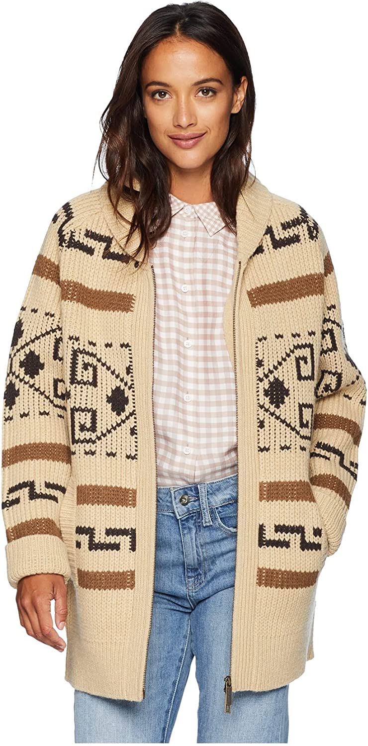 Pendleton, Women's Long Westerley Cardigan - Tan/Brown Multi