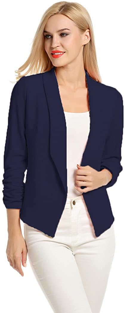 POGTMM Women 3/4 Sleeve Blazer Open Front Cardigan Jacket Work Office Blazer - 9.91 (281g)