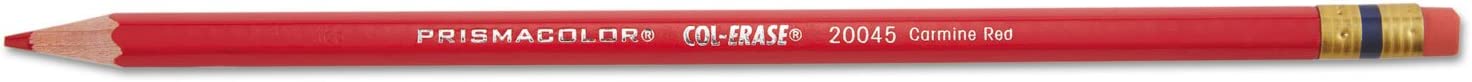 Prismacolor Col-Erase 20045, Carmine Red Pencil with Eraser - 12 Count