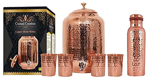 Pure Copper Drinkware Set, Set of 6 Drinking Vessels - 10.6 lbs (4.8 kg)
