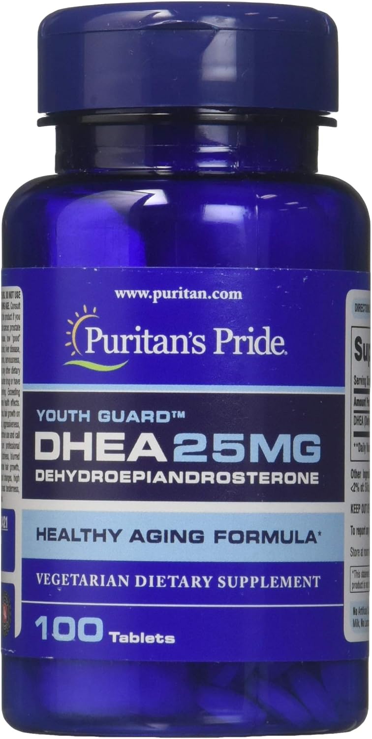 Puritan's Pride DHEA 25 mg Tablets, 100 Count - Dietary Supplement for Hormone Support, Energy & Vitality