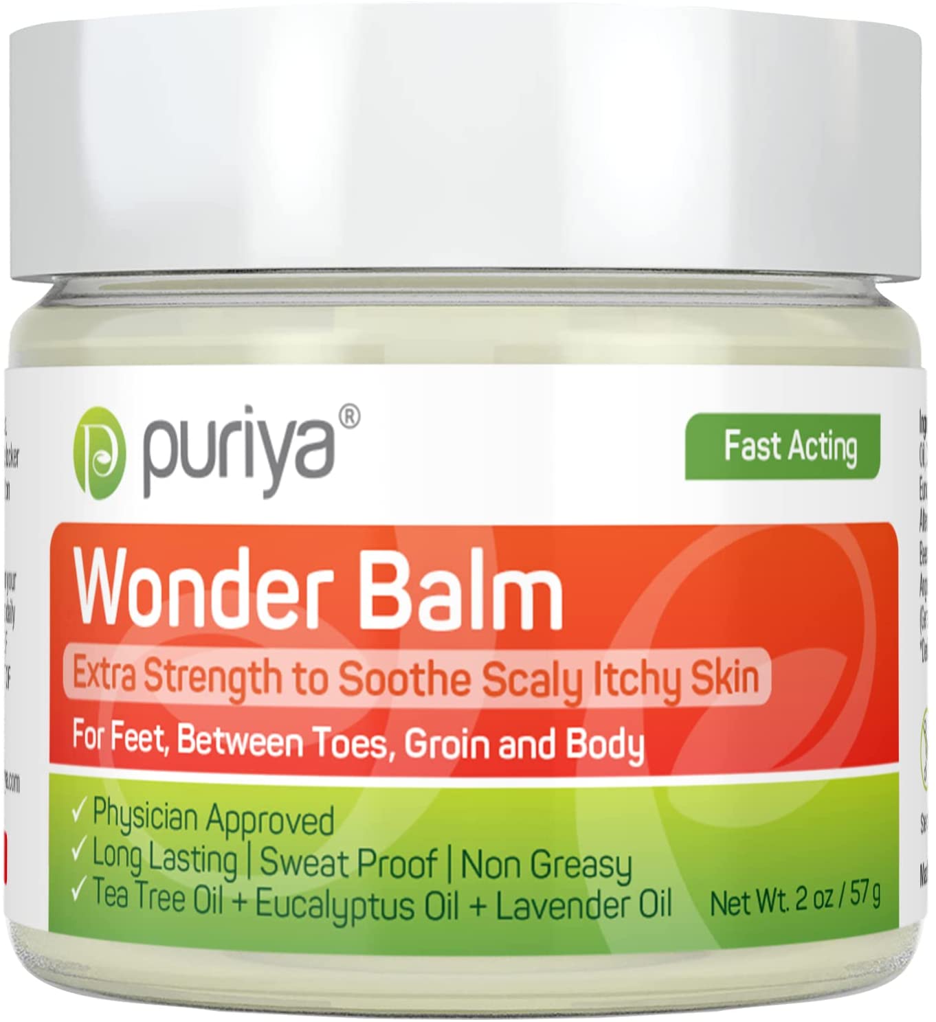 Puriya Tea Tree Oil Wonder Balm, Extra Strength Fast Acting Balm for Feet, Groin, between Toes, & Body - 2 Oz (57g)