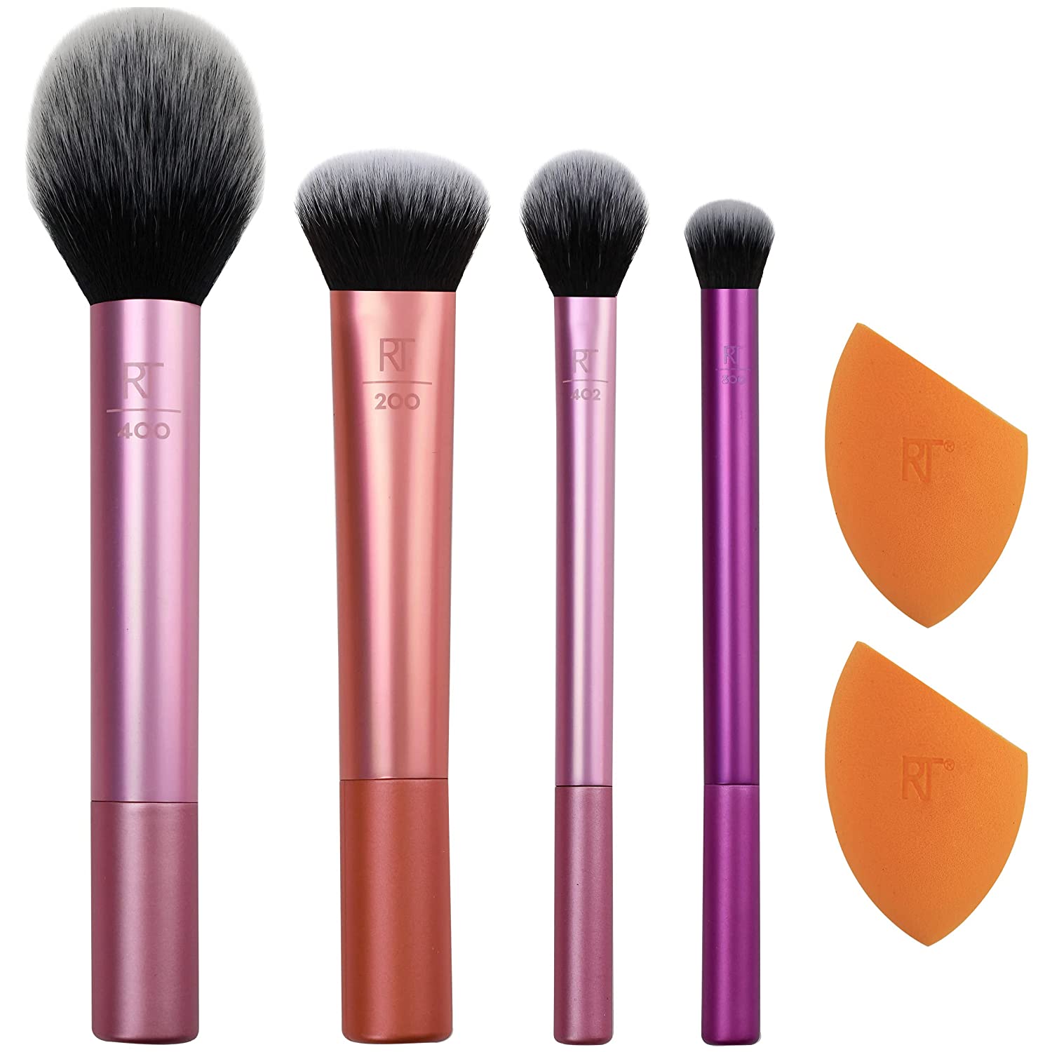 Real Techniques Everyday Essentials Makeup Brush Set For Eyeshadow, Foundation, Blush, Highlighter, and Concealer, 6 Piece - Assorted
