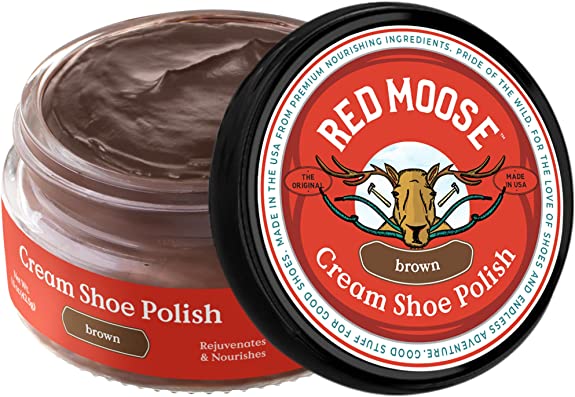 Red Moose Premium Boot and Shoe Cream Polish - Made in the USA - Brown Shoe Polish