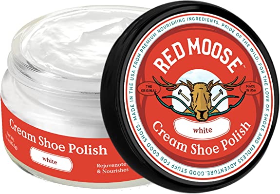 Red Moose Premium Boot and Shoe Cream Polish - Made in the USA - White Shoe Polish