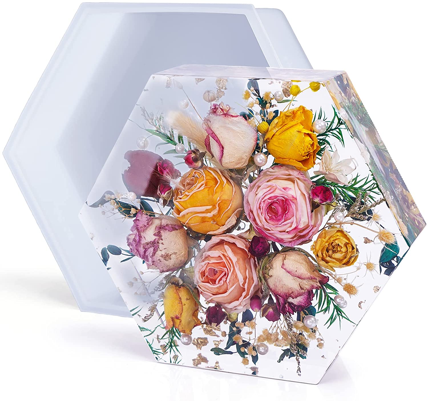 Resin Hexagon Molds 7'' x 2'', Deep Epoxy Resin Molds for Flowers Preservation,Resin Art, Resin Casting, DIY Wedding,Valentine,Anniversary Gift