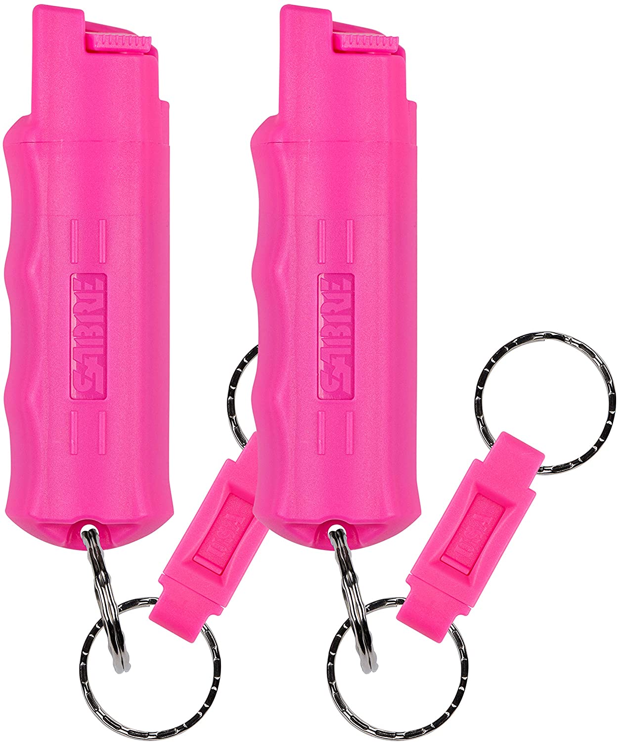 SABRE RED Pink Pepper Spray Keychain for Women with Quick Release for Easy Access 2pk