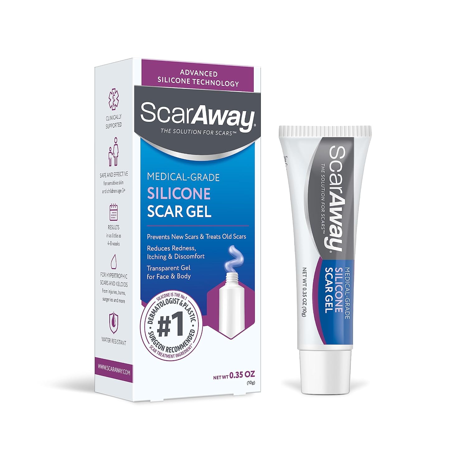 ScarAway Advanced Medical-Grade Silicone Scar Gel - Professional Scar Removal Treatment for Surgery, Burns & Acne (10g)
