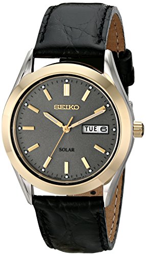 Seiko Men s SNE050 Solar Strap Charcoal Dial Watch