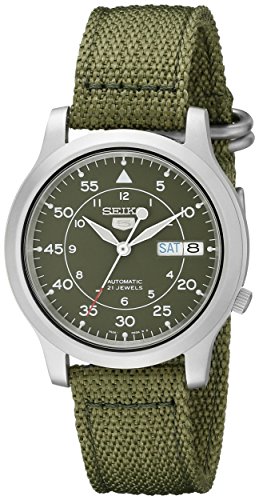 Seiko Men s SNK805 Seiko 5 Automatic Stainless Steel Watch with Green Canvas Strap