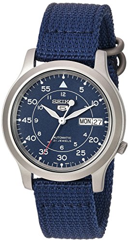 Seiko Men s SNK807 Seiko 5 Automatic Stainless Steel Watch with Blue Canvas Band