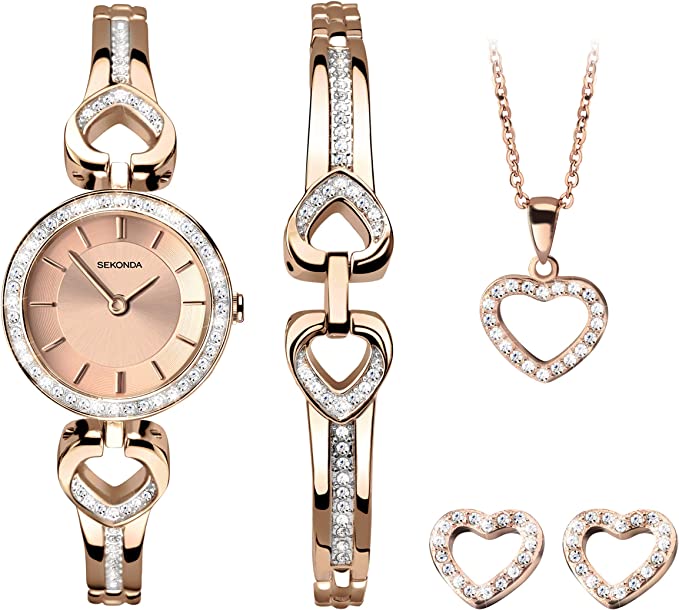 Sekonda Rose Gold Watch Set: 32mm Elegance, Pakistan Import
