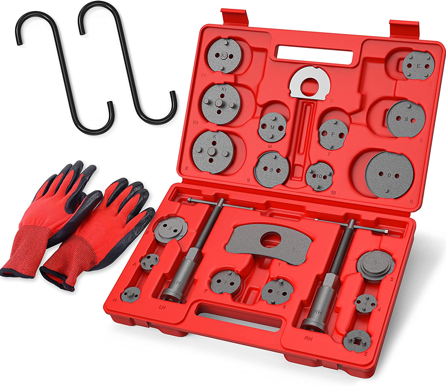 Set(22PCS) Universal Disc Brake Caliper Brake Piston Wind Back Rewind Hand Tools - Red