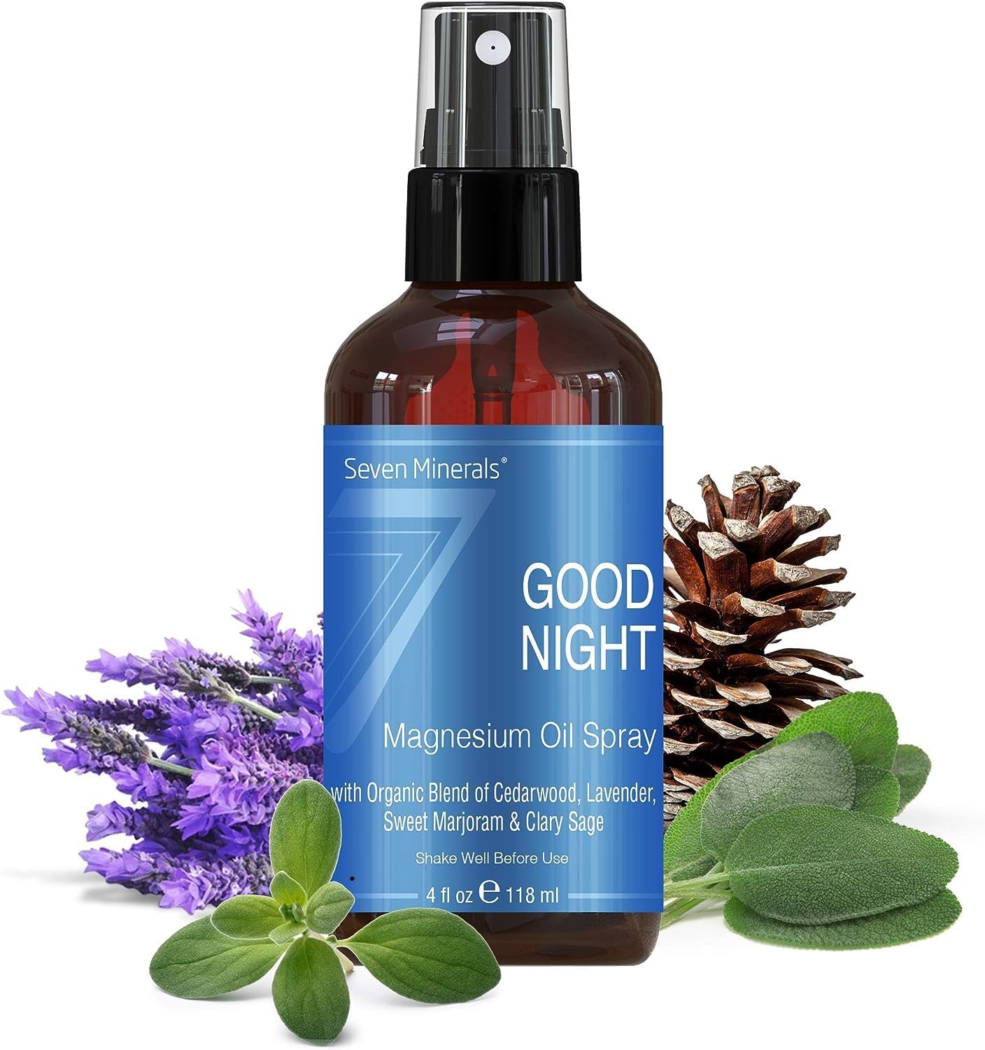 Premium Natural Sleeping Aid for Insomnia and Good Night s Sleep - Pure Magnesium Oil Spray Blended with Organic Therapeutic Essential Oils (Cedarwood, Lavender, Sweet Marjoram & Clary Sage) 4 oz