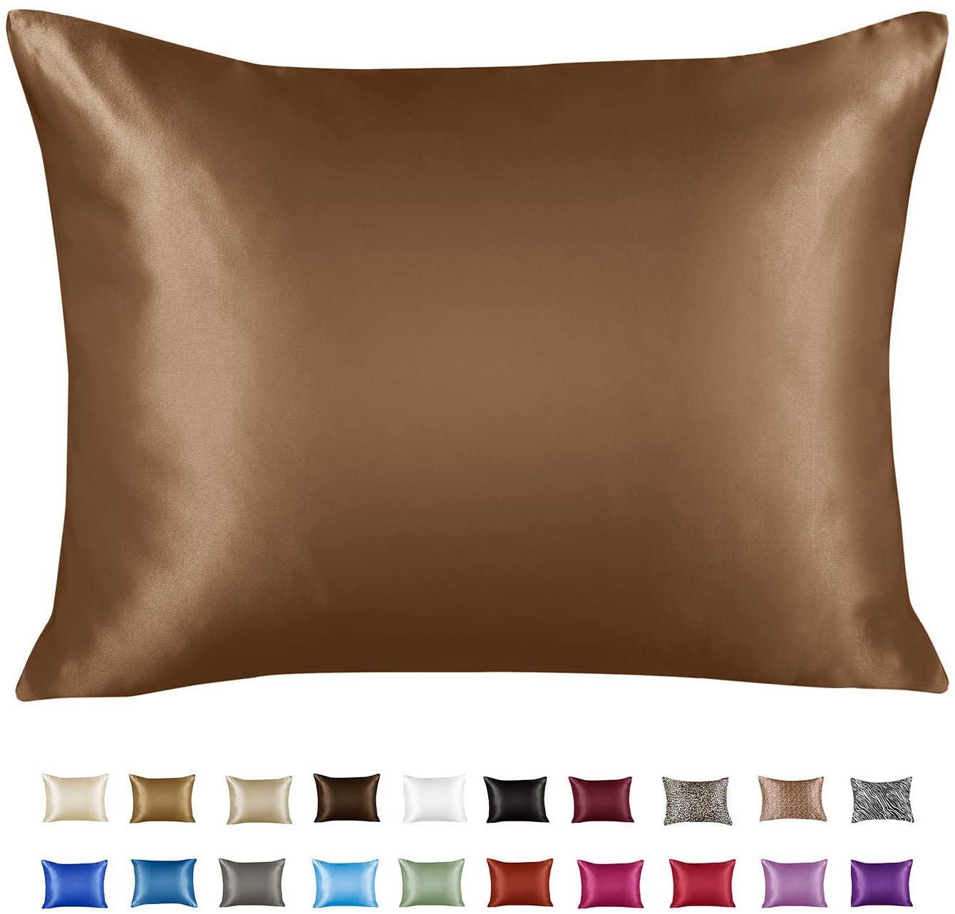 ShopBedding Luxury Satin Pillowcase for Hair – Standard Satin Pillowcase with Zipper, Camel – Blissford