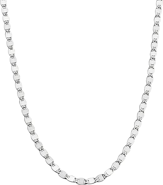 Silver Italian Sparkle Mirror Link Chain Necklace for Women Teen Girls 925 Sterling Silver - 20 Inch