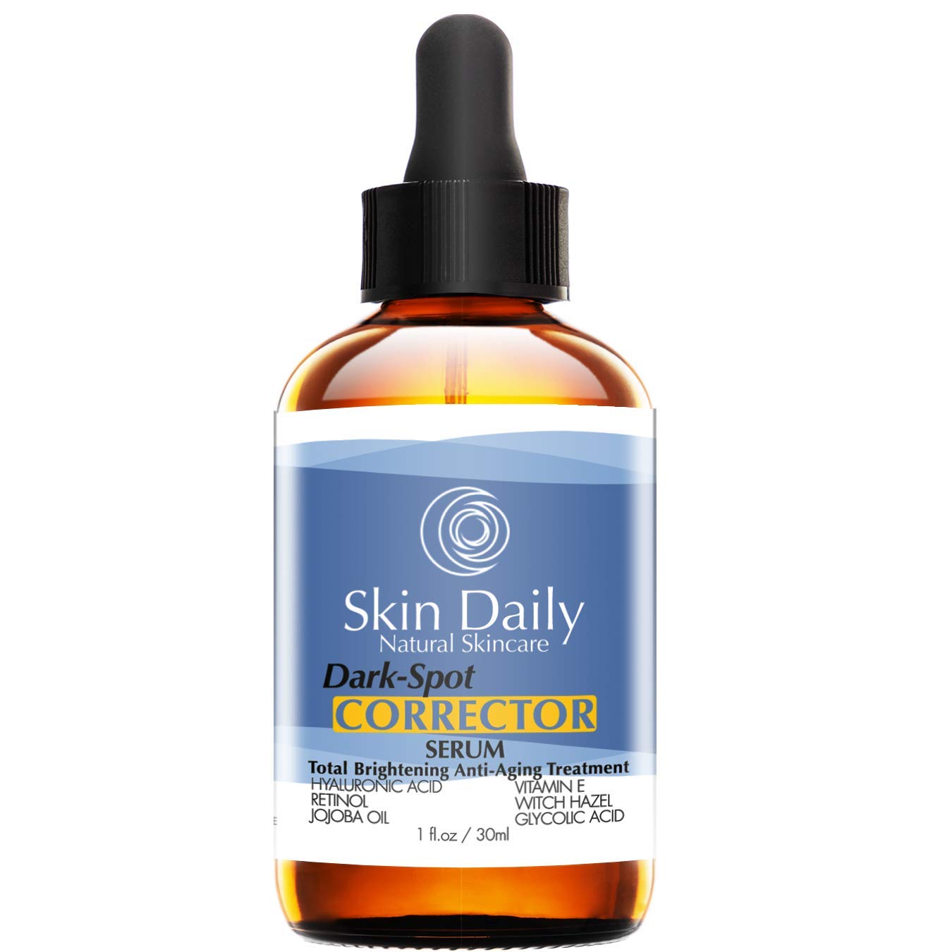 Best Dark Spot Facial Serum - With Hyaluronic Acid, Witch Hazel, Salicylic Acid, Retinol (1%), Glycolic Acid - 1 Oz (30ml)