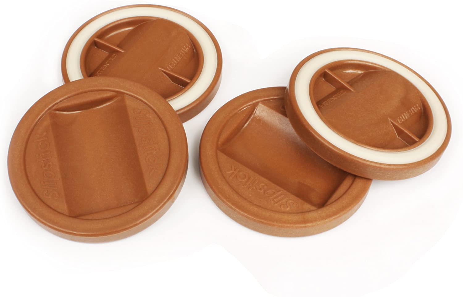 Slipstick CB840 3-1/4 Inch Bed Roller / Furniture Wheel Gripper Caster Cups (Set of 4) Caramel,Large