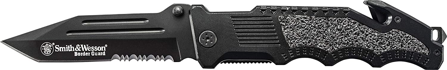 Smith & Wesson Border Guard High Carbon Folding Knife with Aluminum Handle -9.5oz (270g)