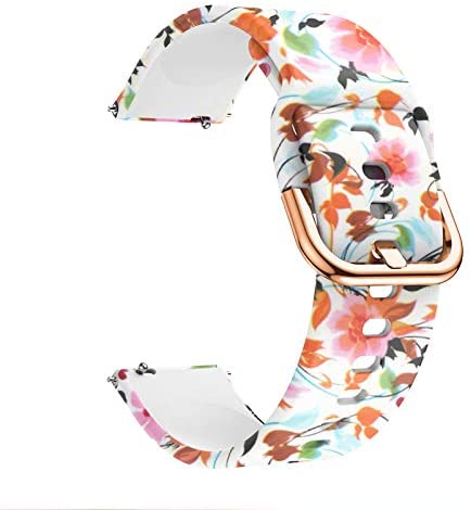 Spring Fossil Men's Gen 5 Carlyle Band & Fossil Women's Gen 5 Julianna Band,22mm Soft Waterproof Silicone Sport Watch Band - Flower